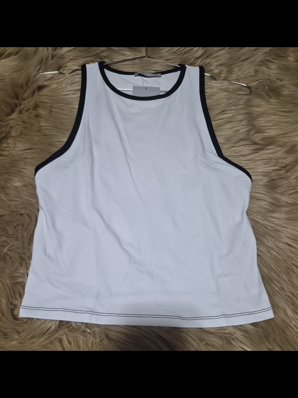 Zara White Black Crop Tank Top M - Picture 2 of 8